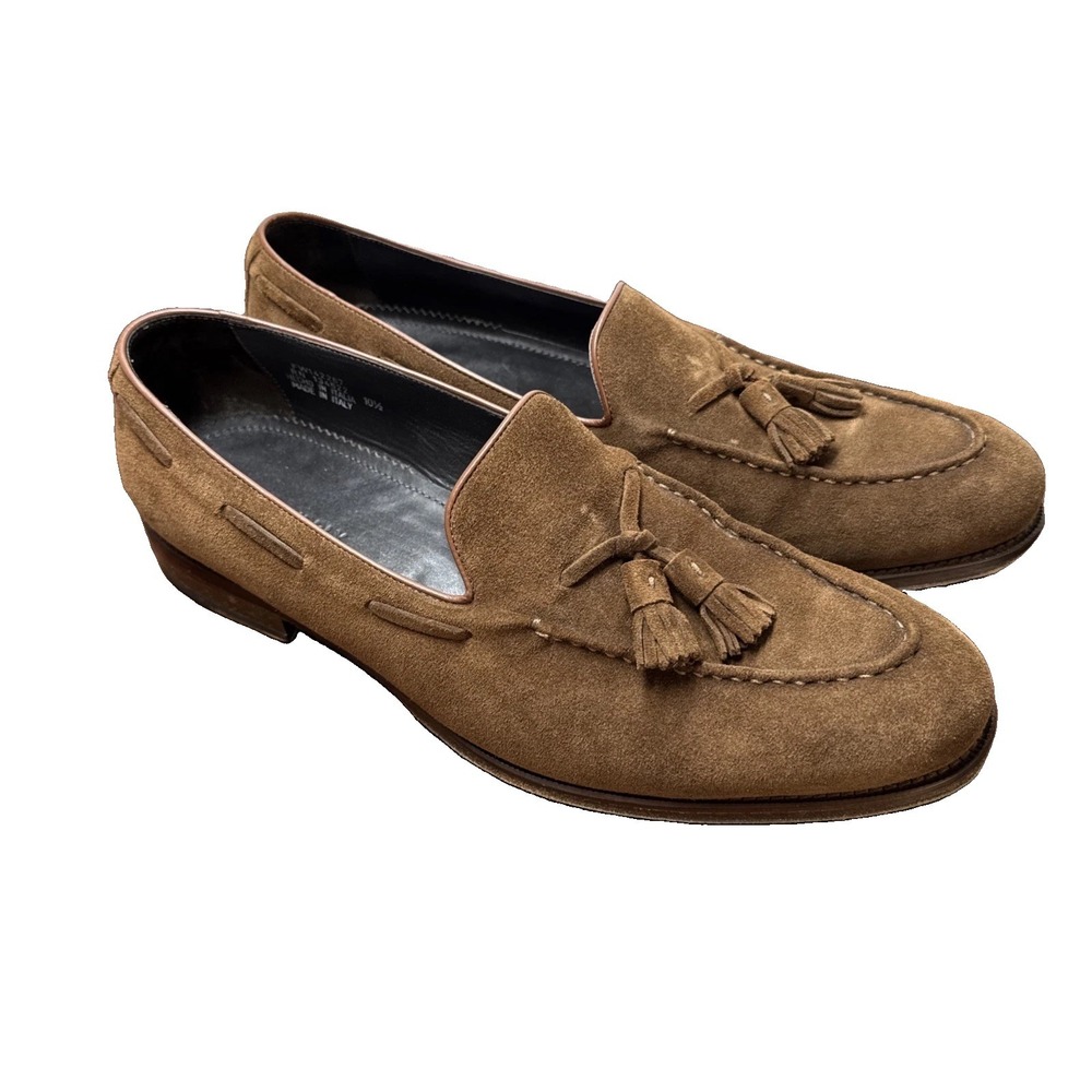 Suitsupply Mens Brown Suede Loafers 10.5 Tassel Made in Italy Quiet Luxury